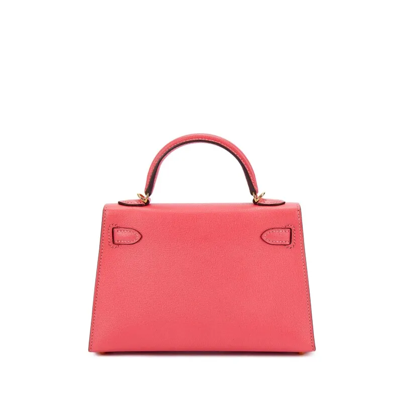 Herthtmes Rose Lipstick Chèvre Mini Kelly II 20 Gold Hardware