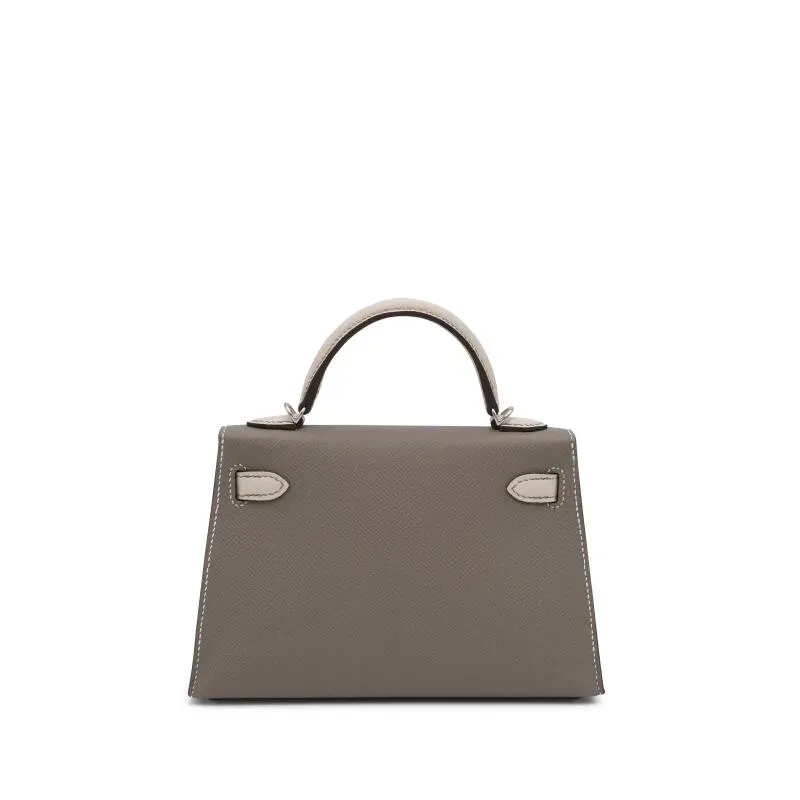 Herthtmes Gris Asphalt and Nata Epsom HSS Mini Kelly II 20 Palladium Hardware