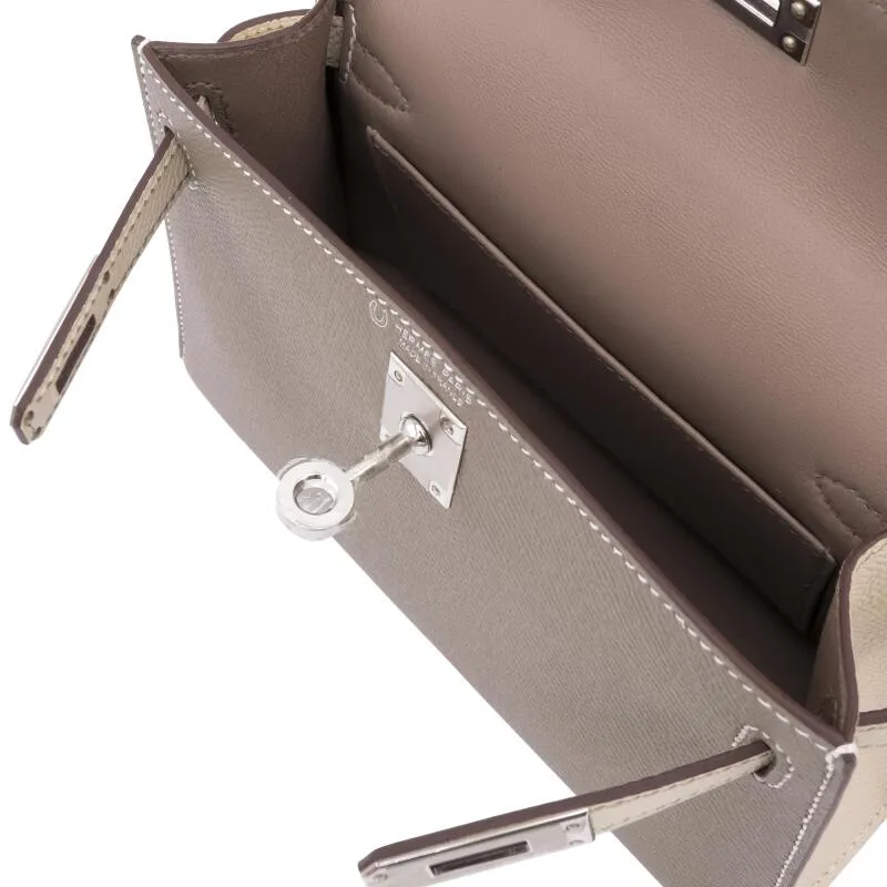 Herthtmes Gris Asphalt and Nata Epsom HSS Mini Kelly II 20 Palladium Hardware