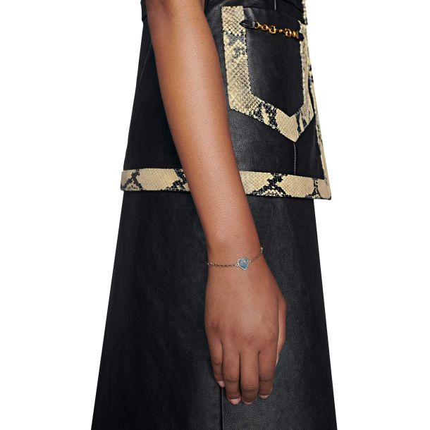 Interlocking G Light Blue Enamel Heart Bracelet