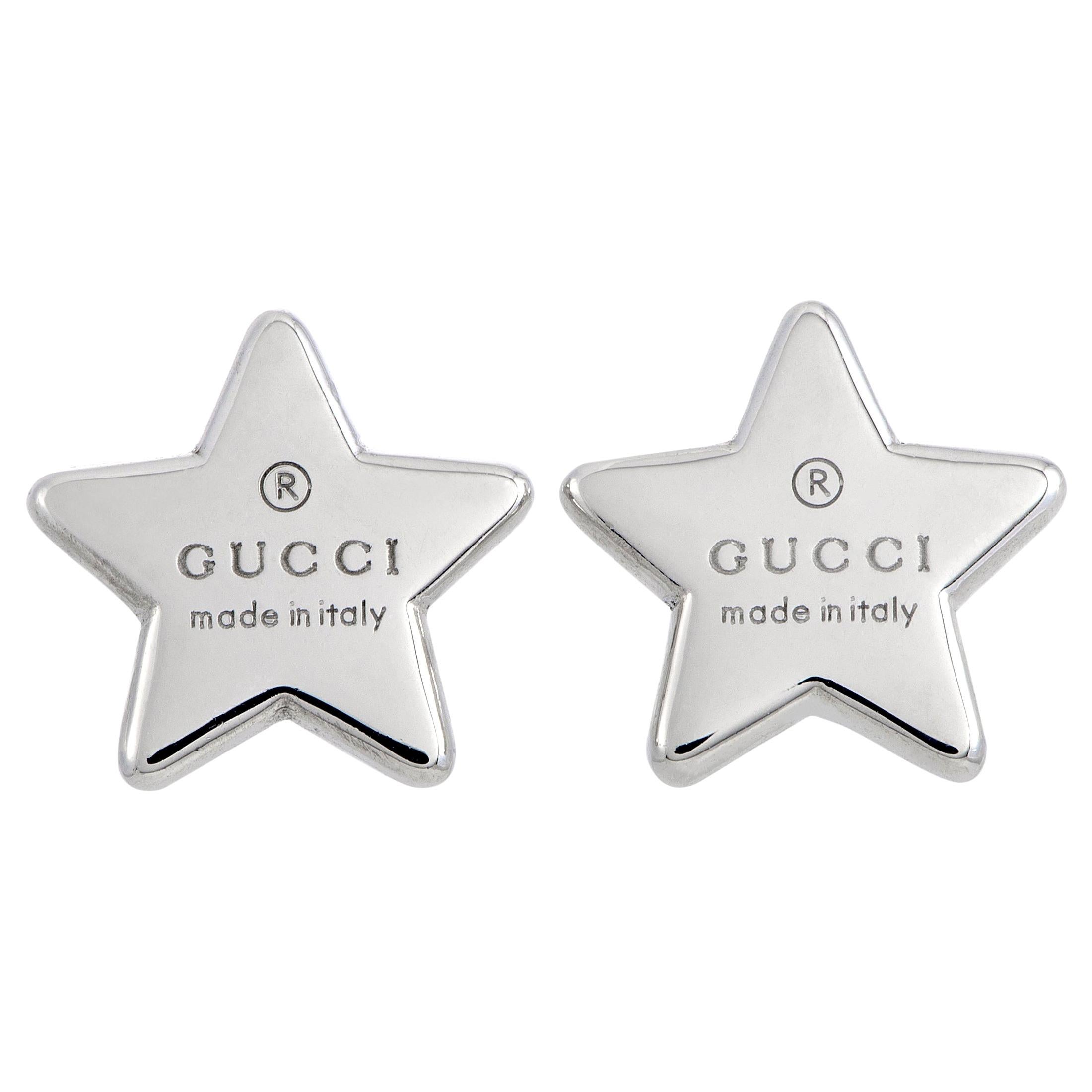 Trademark Rhodium-Plated Silver Star Stud Earrings