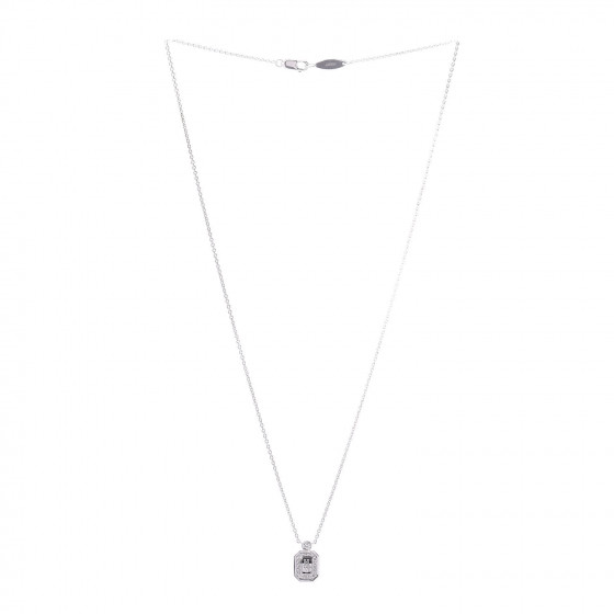 18K White Gold Diamond H W Logo Pendant Necklace