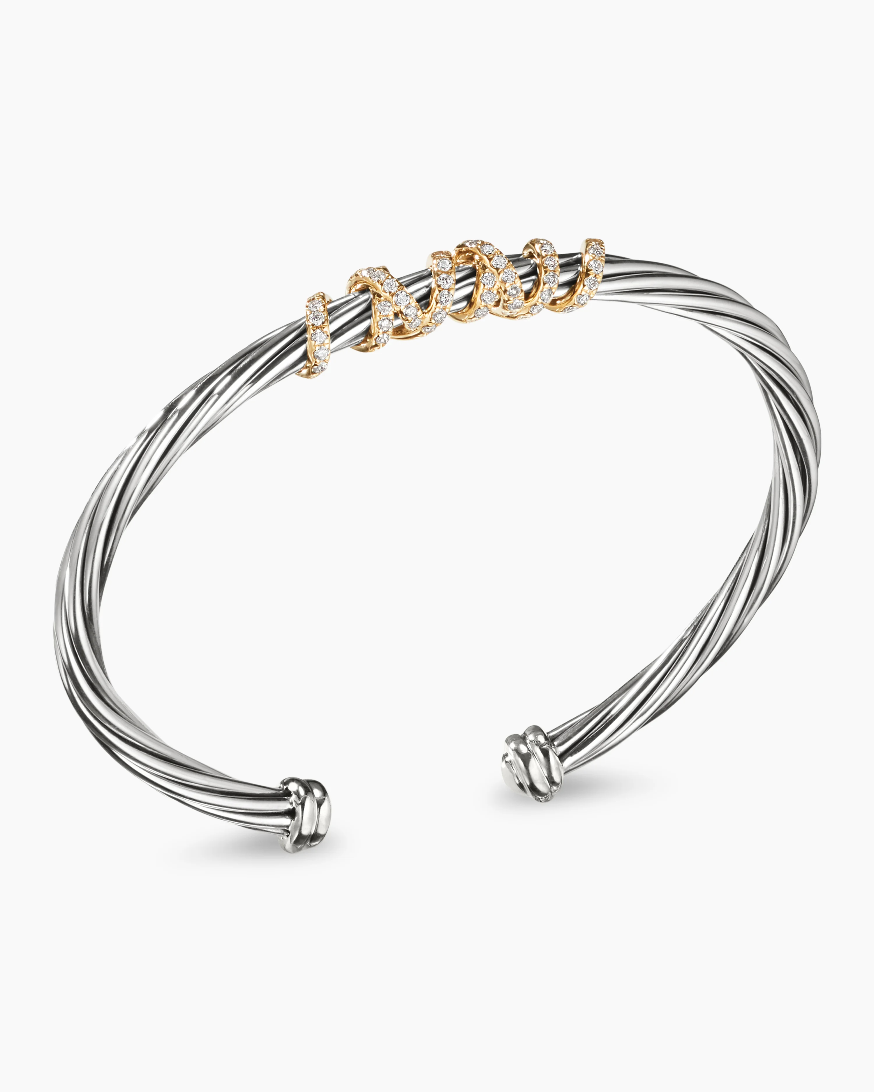 Helena Center Station Bracelet Sterling Silver with 18K Yellow Gold and Diamonds, 4mm