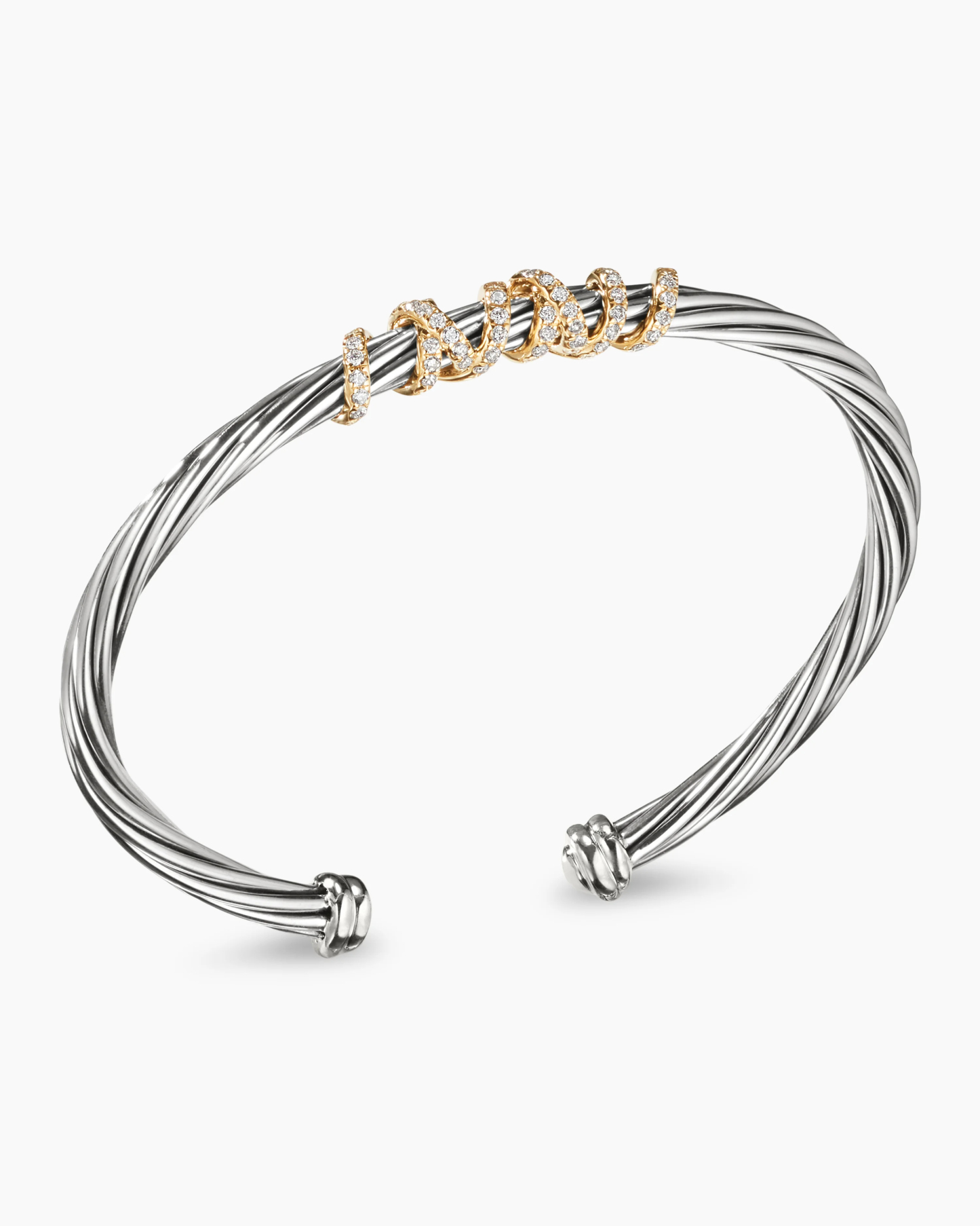 Helena Center Station Bracelet Sterling Silver with 18K Yellow Gold and Diamonds, 4mm