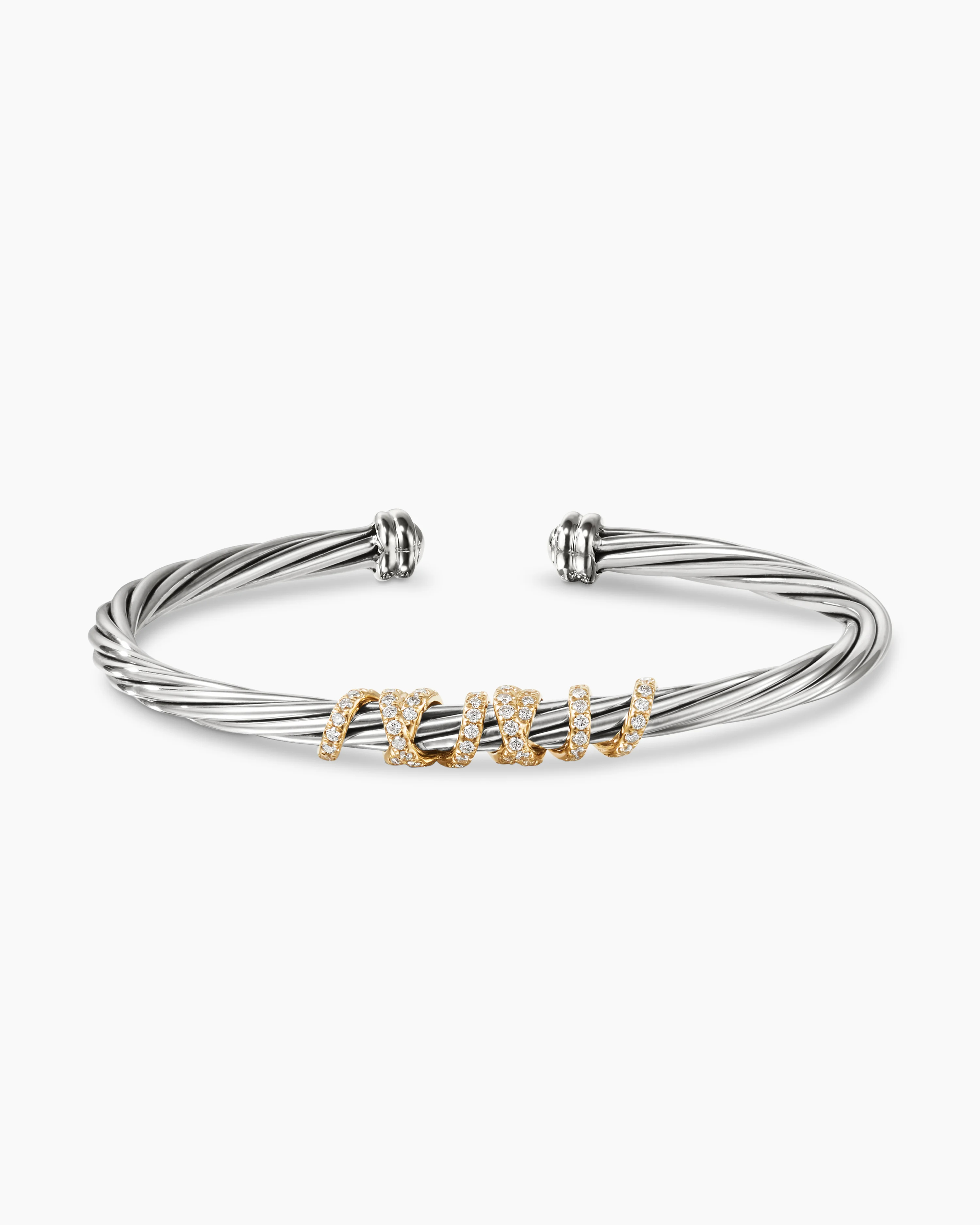 Helena Center Station Bracelet Sterling Silver with 18K Yellow Gold and Diamonds, 4mm