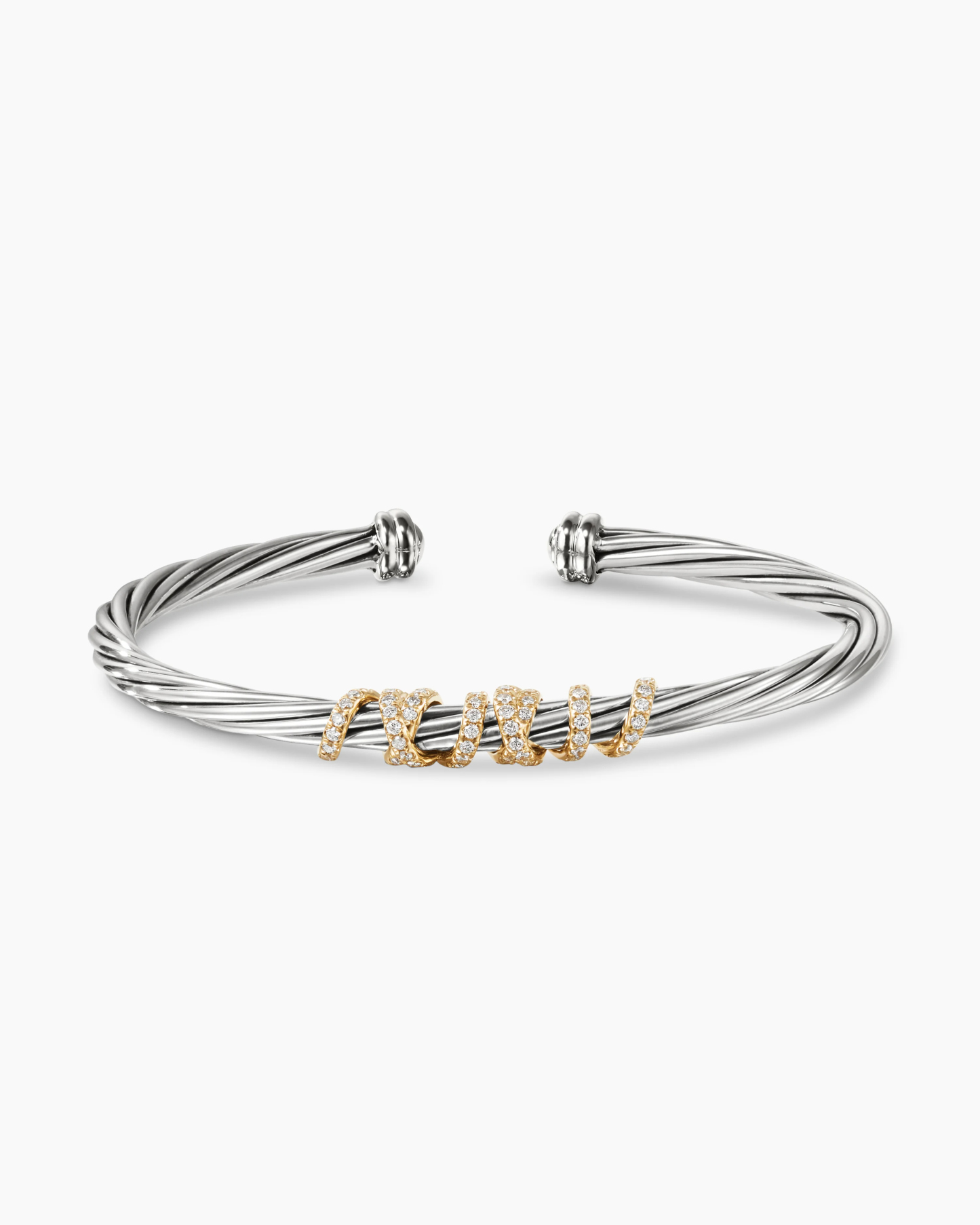 Helena Center Station Bracelet Sterling Silver with 18K Yellow Gold and Diamonds, 4mm