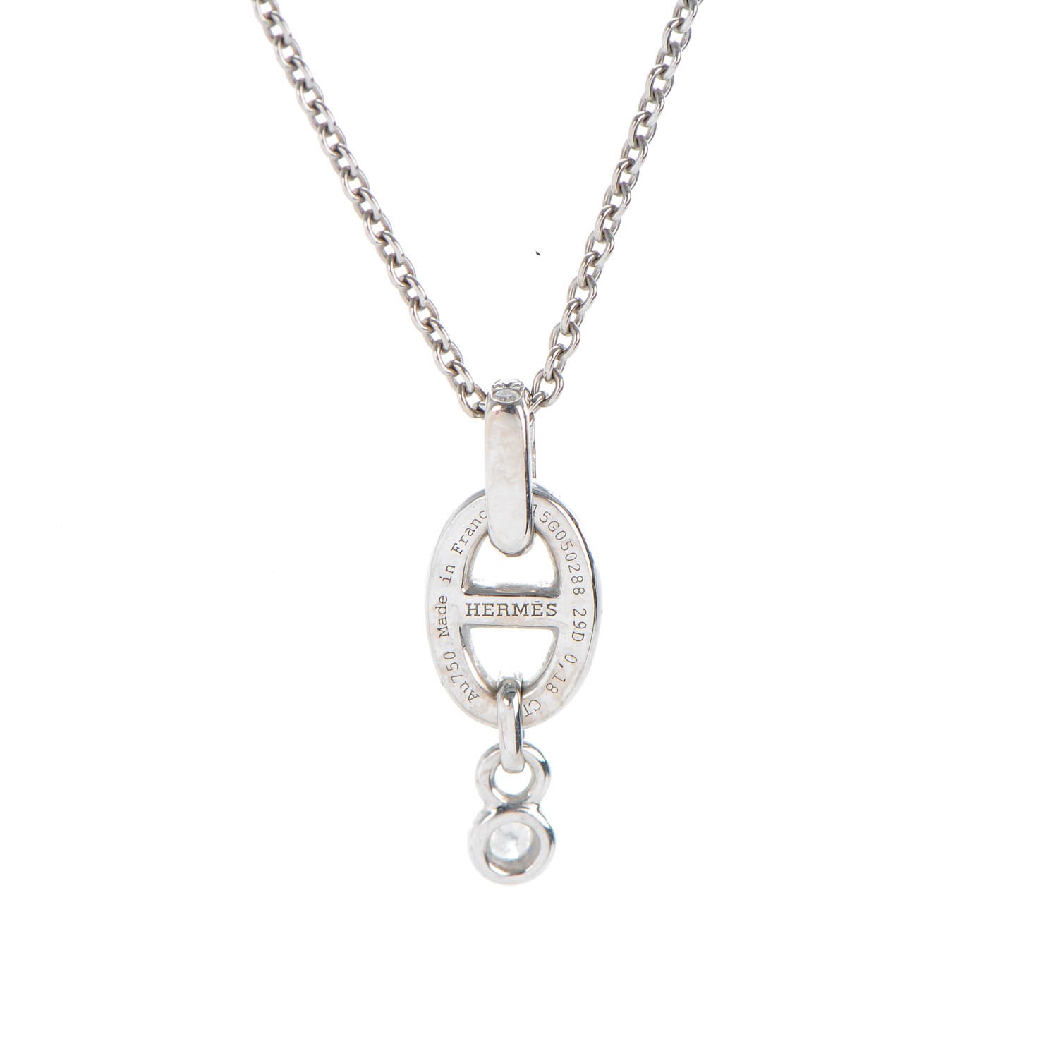 18K White Gold Diamond PM Chaine d'Ancre Enchainee Necklace