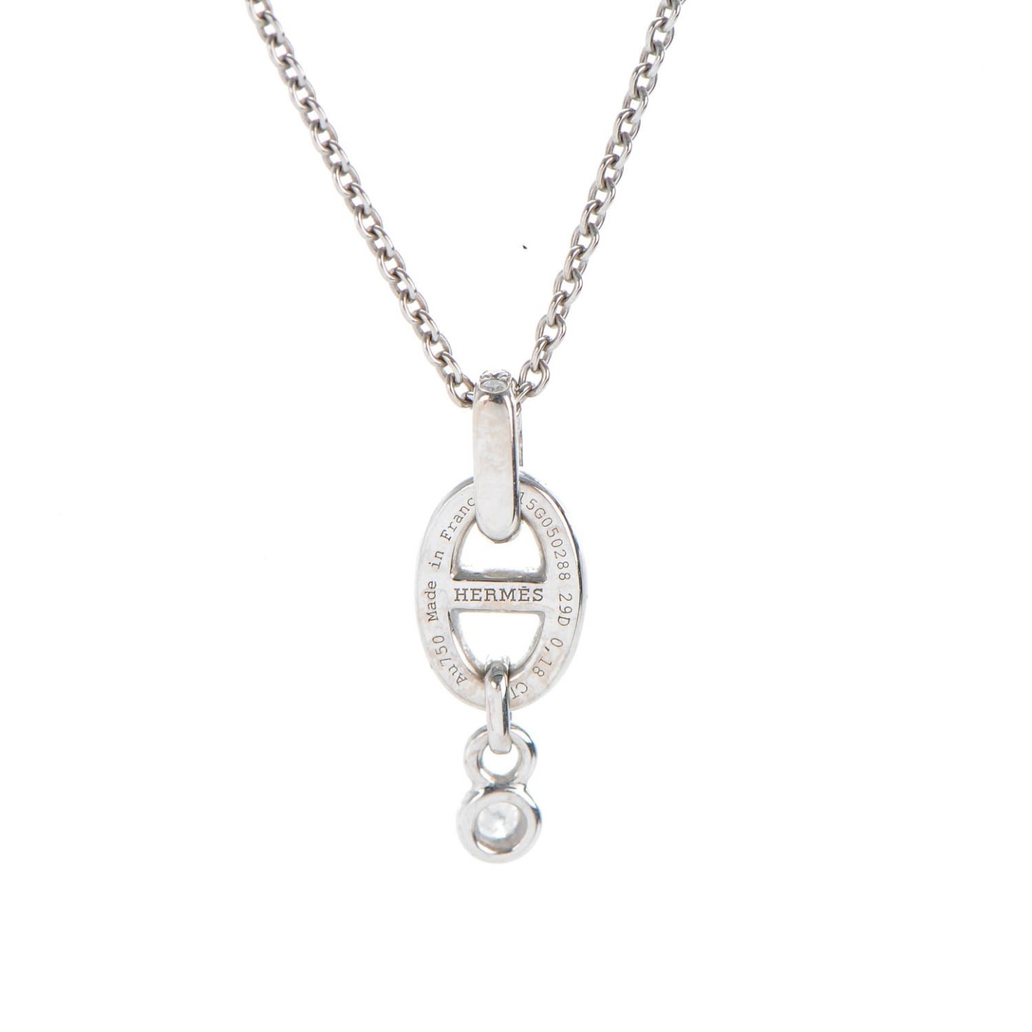 18K White Gold Diamond PM Chaine d'Ancre Enchainee Necklace