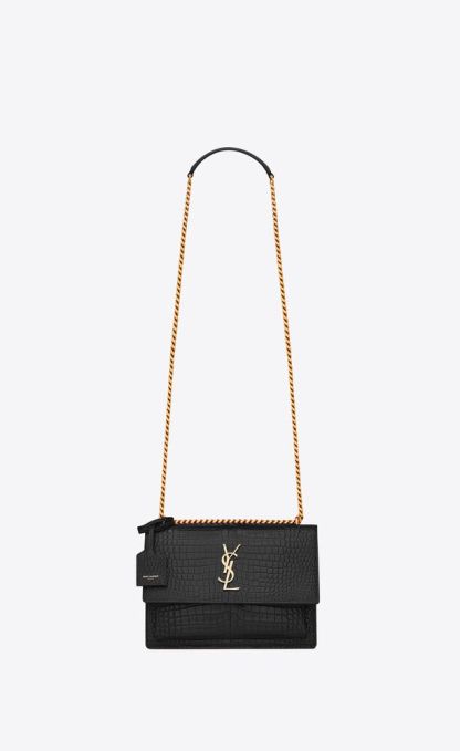 SUNSET MEDIUM IN CROCODILE-EMBOSSED LEATHER