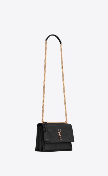 SUNSET MEDIUM IN CROCODILE-EMBOSSED LEATHER