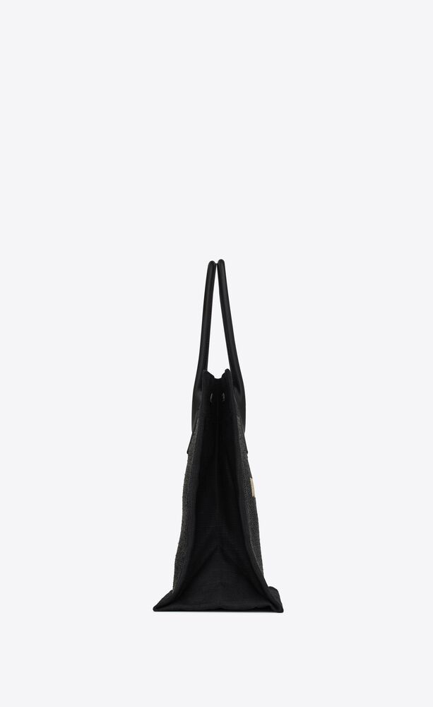 RIVE GAUCHE SMALL TOTE BAG IN RAFFIA AND LEATHER