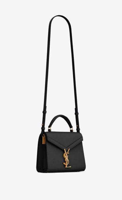 CASSANDRA MINI TOP HANDLE BAG IN GRAIN DE POUDRE EMBOSSED LEATHER