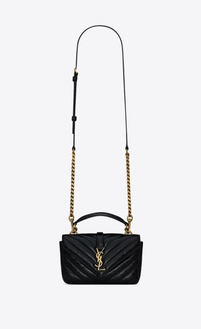 COLLEGE MINI CHAIN BAG IN SHINY CRACKLED LEATHER