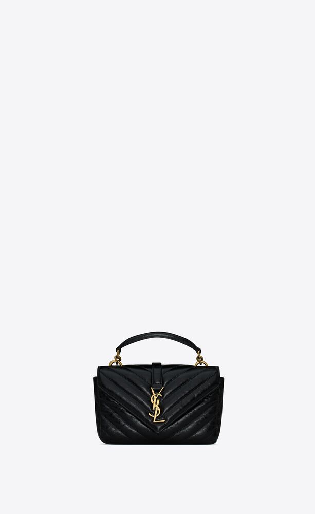 COLLEGE MINI CHAIN BAG IN SHINY CRACKLED LEATHER