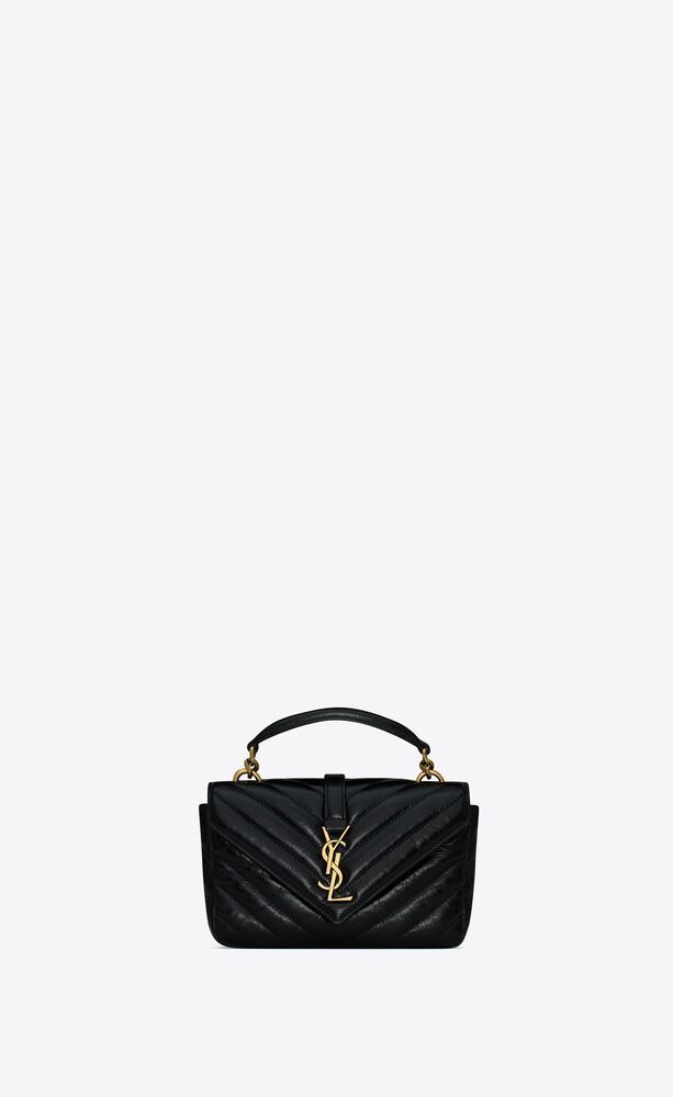 COLLEGE MINI CHAIN BAG IN SHINY CRACKLED LEATHER
