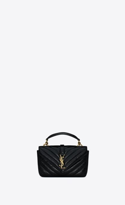 COLLEGE MINI CHAIN BAG IN SHINY CRACKLED LEATHER