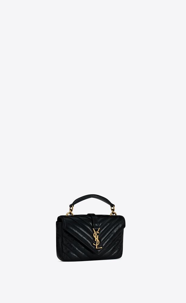 COLLEGE MINI CHAIN BAG IN SHINY CRACKLED LEATHER