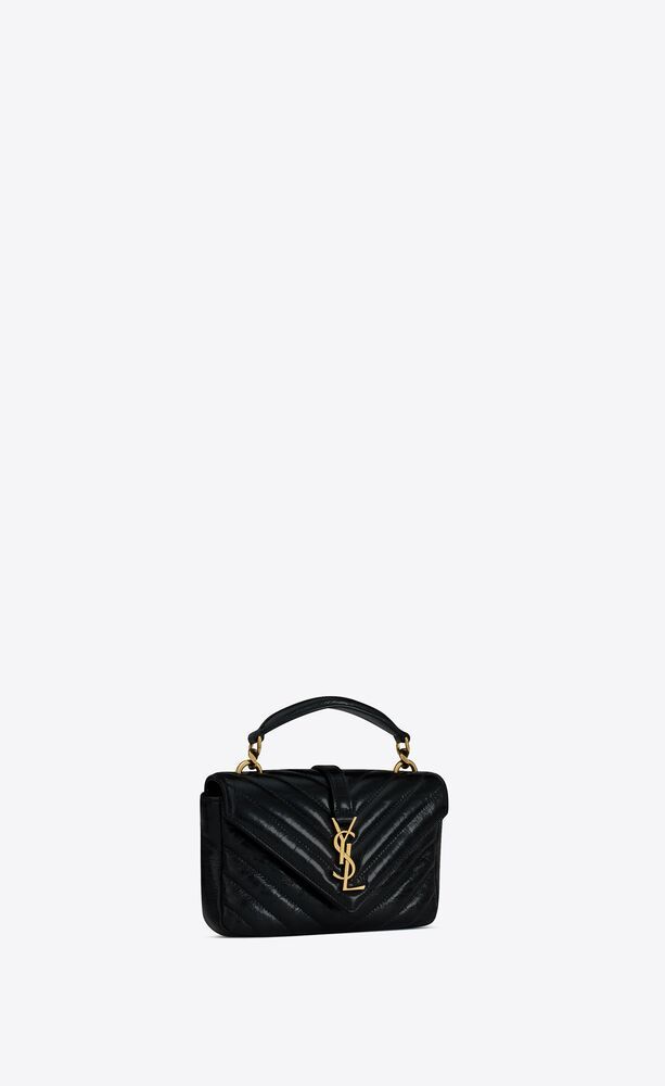 COLLEGE MINI CHAIN BAG IN SHINY CRACKLED LEATHER