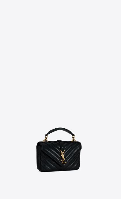 COLLEGE MINI CHAIN BAG IN SHINY CRACKLED LEATHER