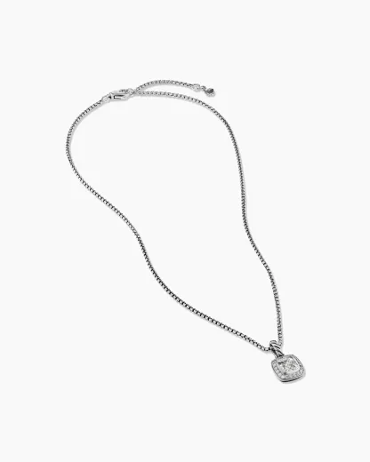Petite Albion庐 Pendant Necklace Sterling Silver with White Topaz and Diamonds, 7mm