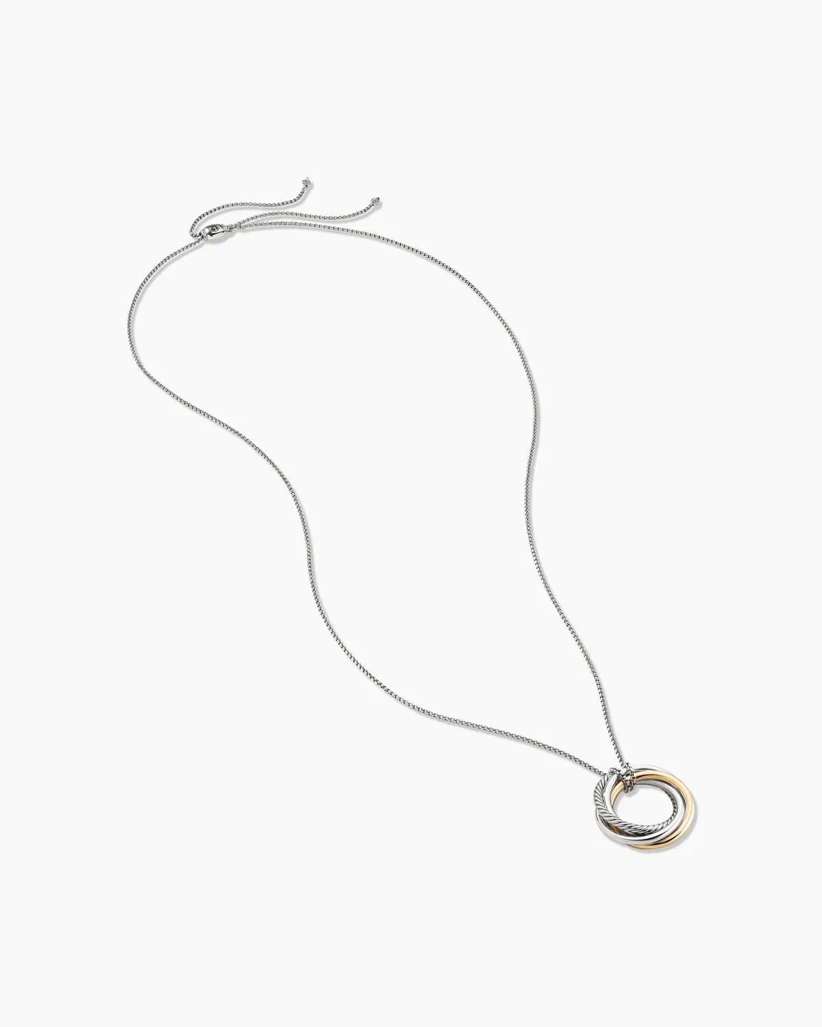 Crossover Pendant Necklace Sterling Silver with 14K Yellow Gold, 37mm