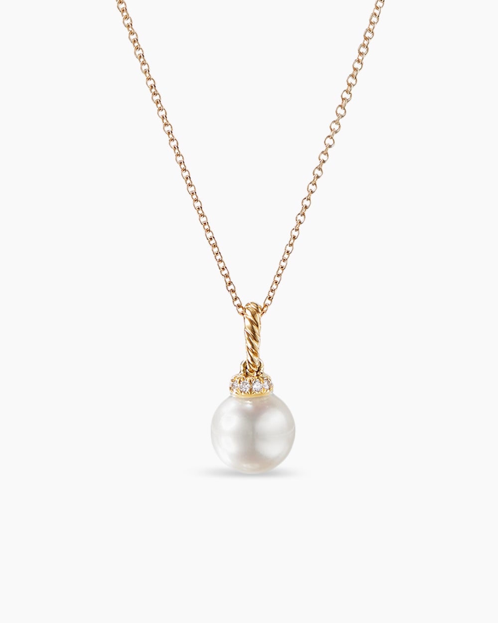 Solari Pendant Necklace 18K Yellow Gold with Pearl and Diamonds, 8mm
