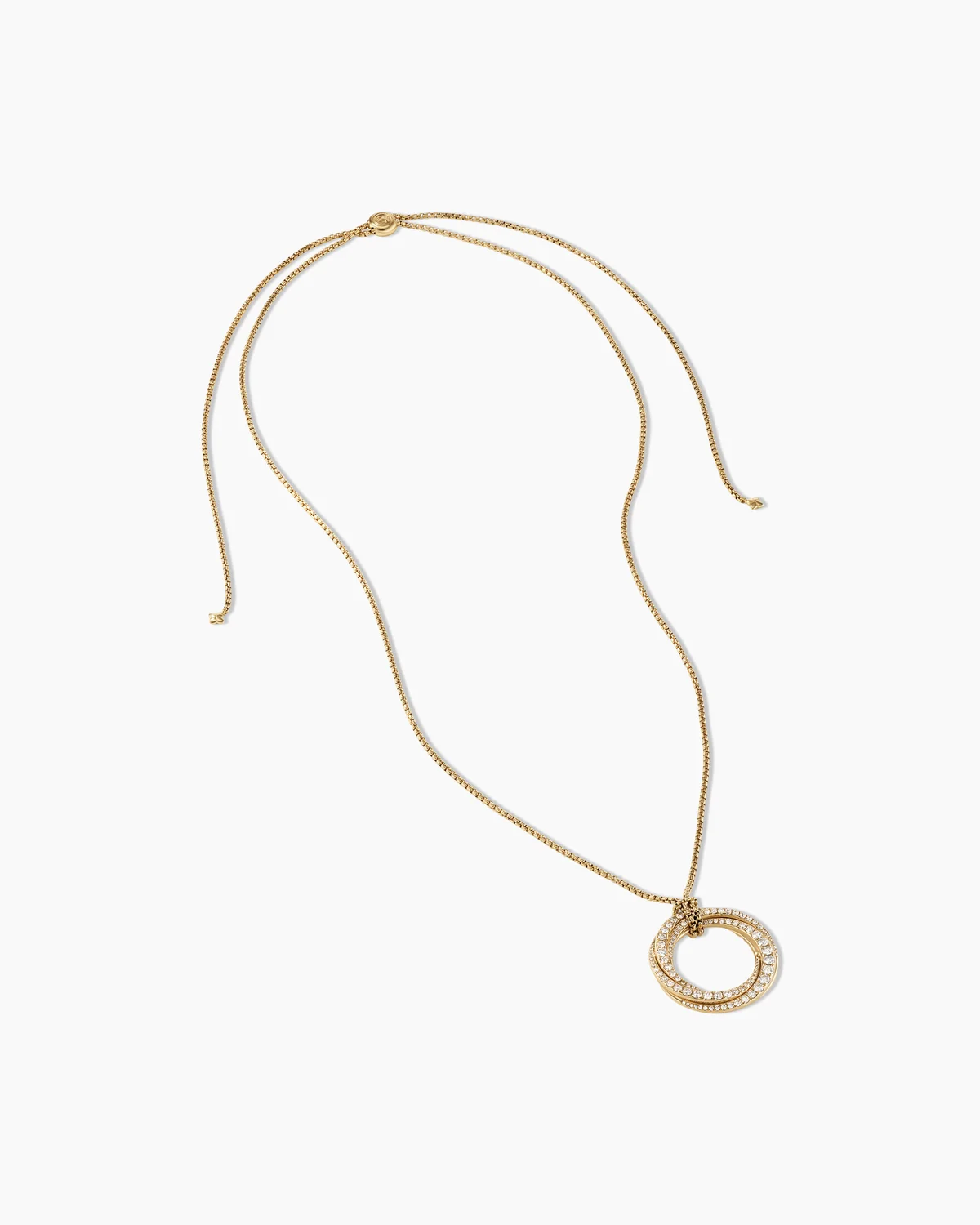 Pav茅 Crossover Pendant Necklace 18K Yellow Gold with Diamonds, 30mm