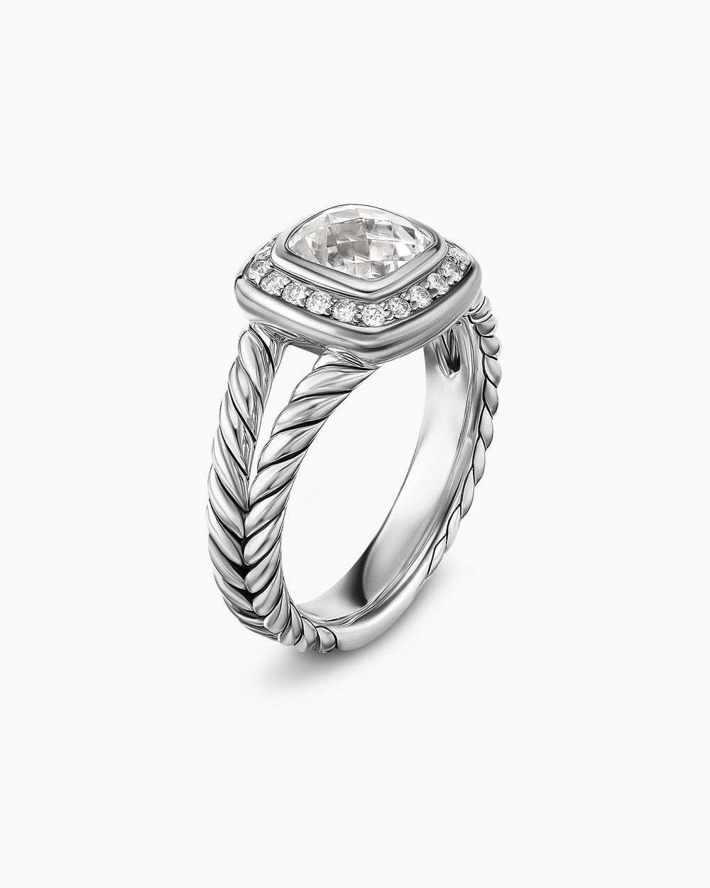Petite Albion庐 Ring Sterling Silver with White Topaz and Diamonds, 7mm