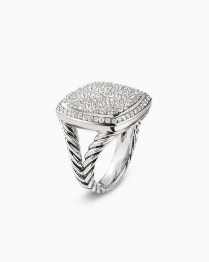 Albion庐 Ring Sterling Silver with Pav茅 Diamonds, 17mm