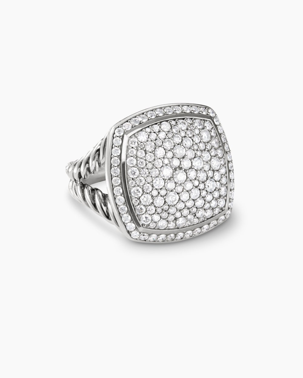 Albion庐 Ring Sterling Silver with Pav茅 Diamonds, 17mm