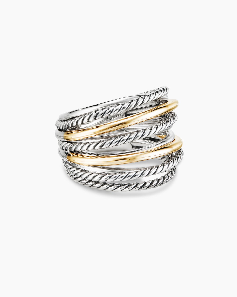 Crossover Ring Sterling Silver with 18K Yellow Gold, 17.8mm