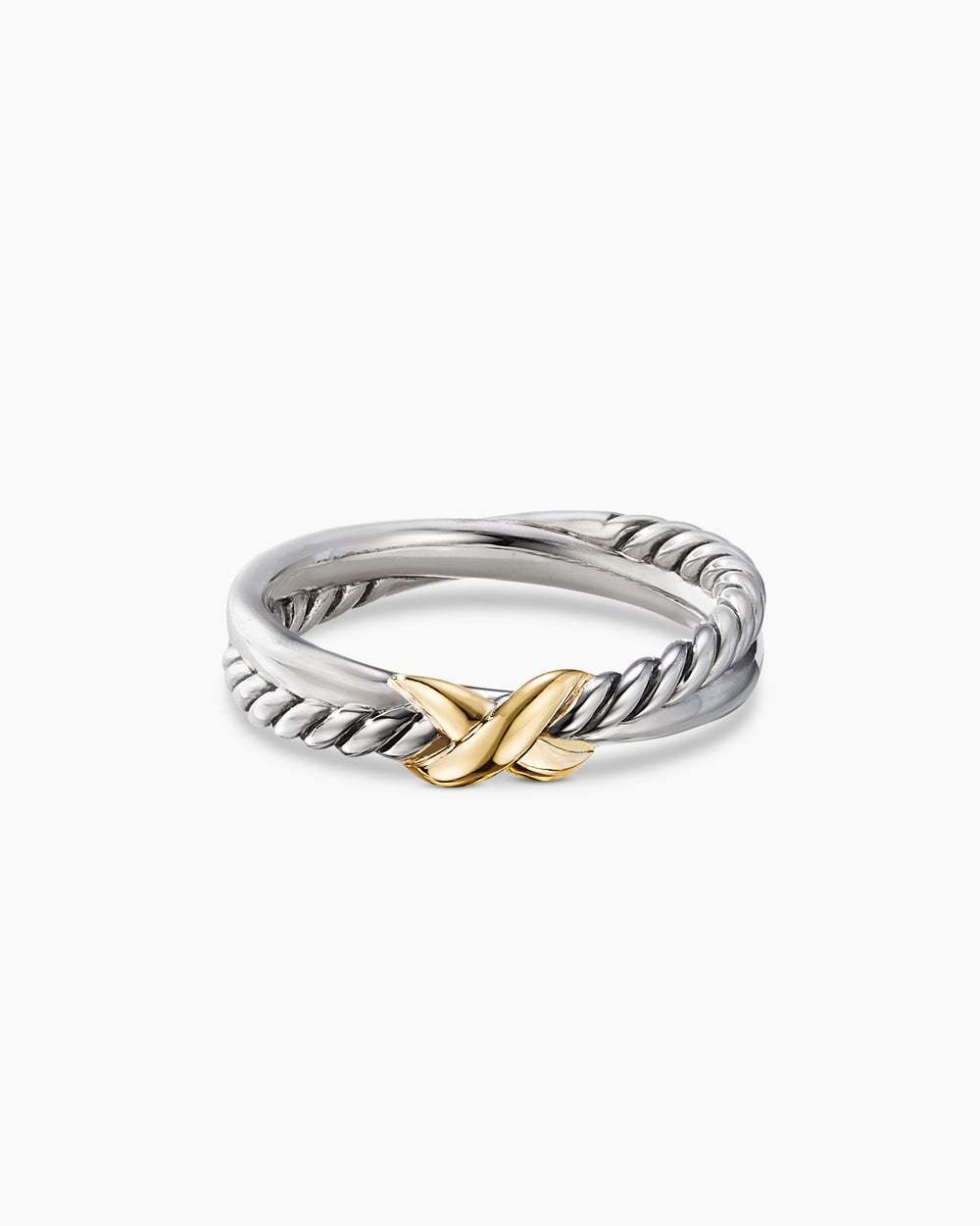 Petite X Ring Sterling Silver with 18K Yellow Gold, 4mm