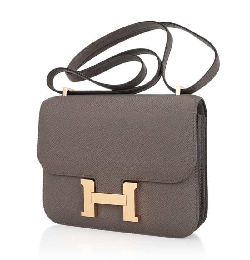 Mini Constance 18 Bag Etain Epsom Leather with Gold Hardware