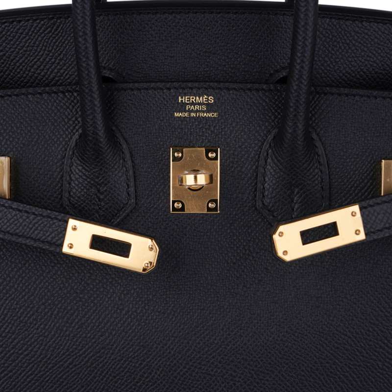 Birkin Sellier 25 Black Gold Hardware Epsom Leather New w/Box