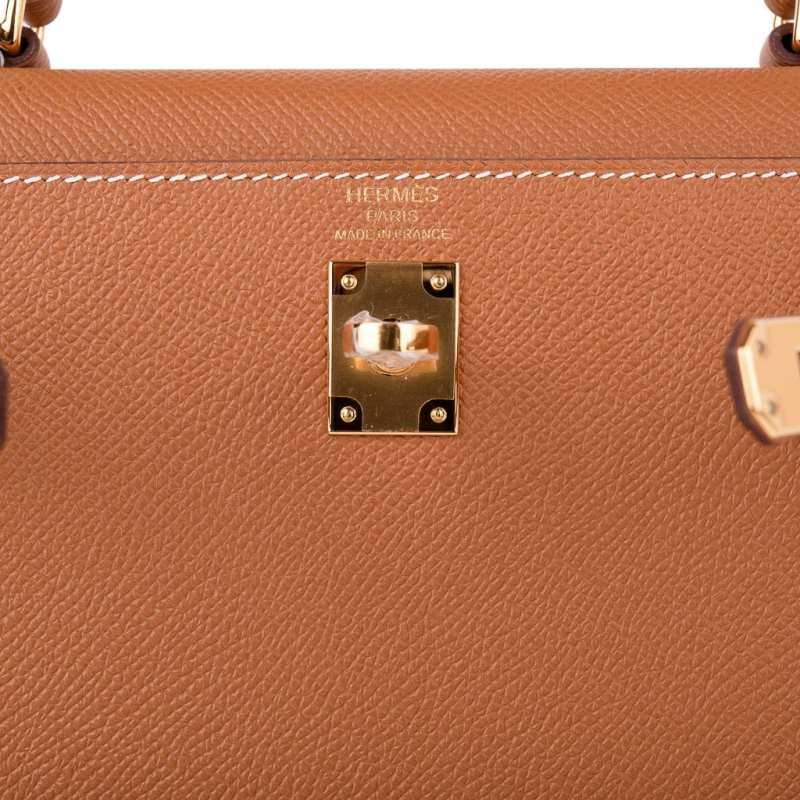 Kelly 25 Sellier Bag Gold Epsom Leather with Gold Hardware