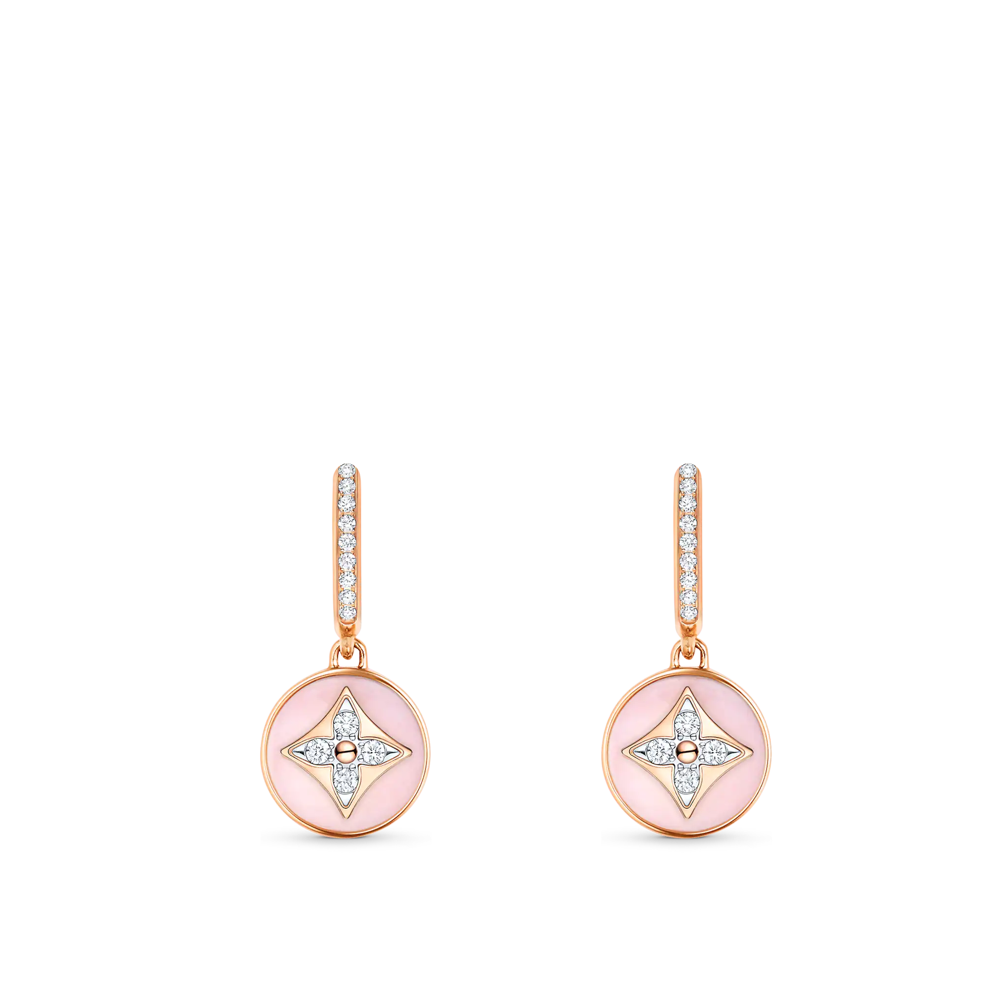 B Blossom Earrings, Pink Gold, White Gold, Pink Opal And Diamonds