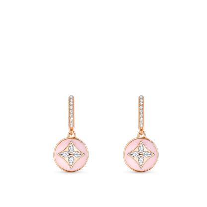 B Blossom Earrings, Pink Gold, White Gold, Pink Opal And Diamonds