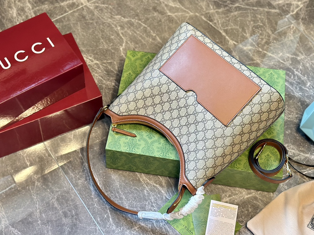 Brown Monogram Canvas Leather Hobo Bag Linea