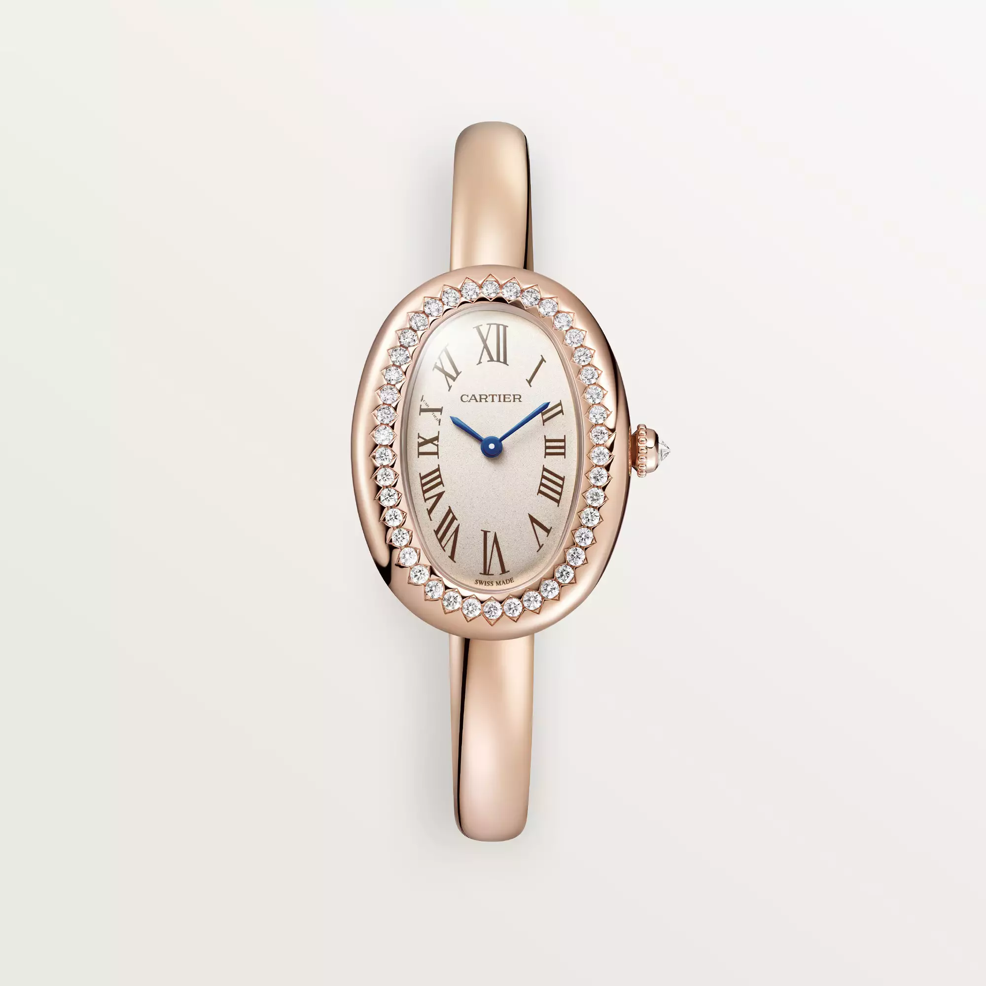 BAIGNOIRE WATCH, Small Model With 42 Diamonds, Rose Gold, Size 15 - 17