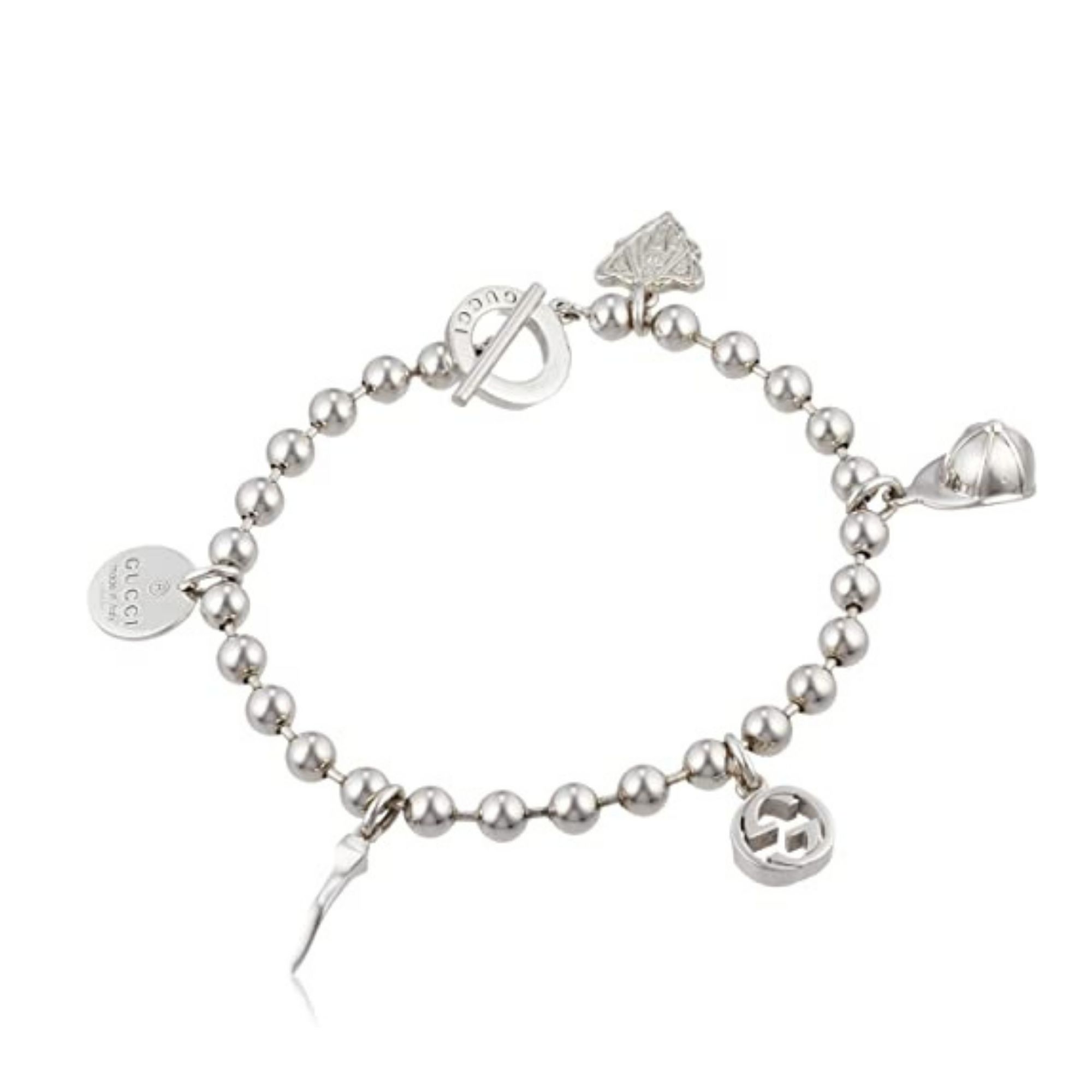 BRACELET WITH GthtG PENDANTS SILVER INTERLOCKING