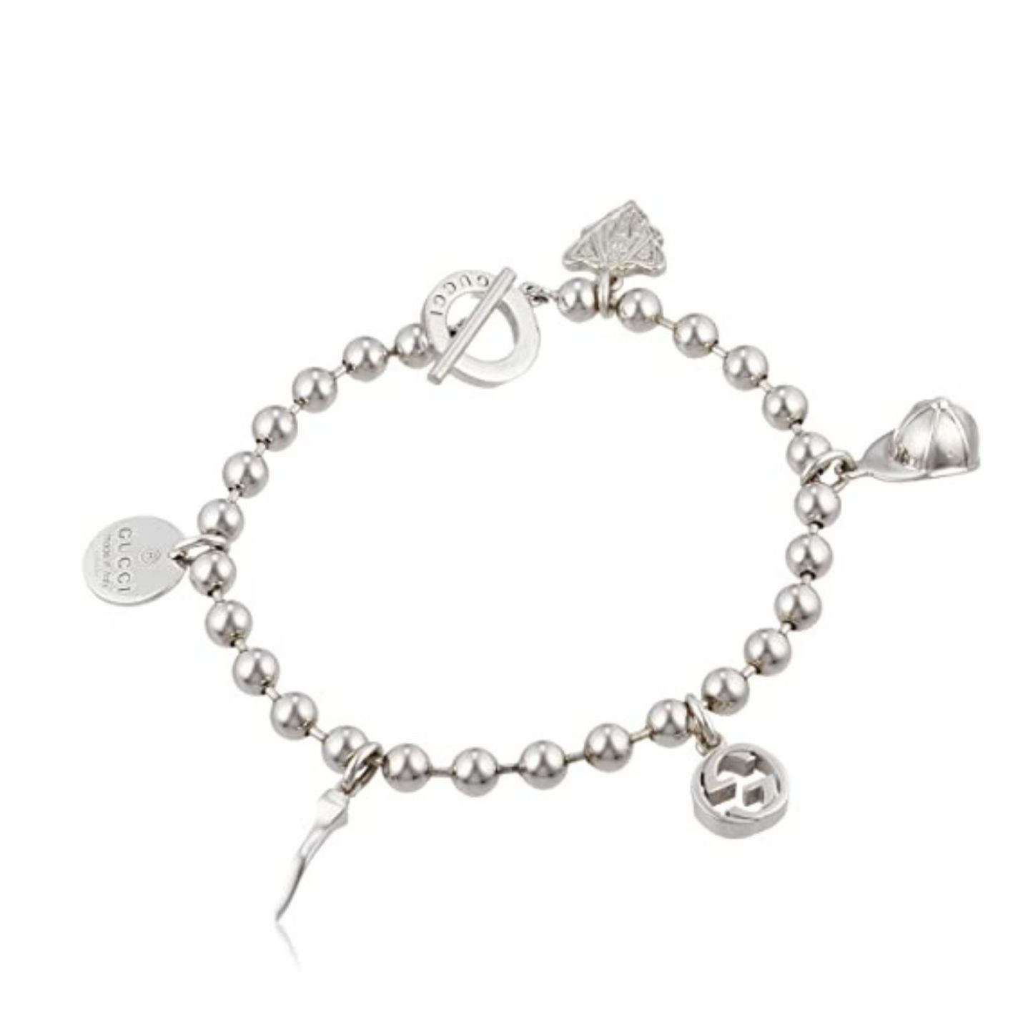 BRACELET WITH GthtG PENDANTS SILVER INTERLOCKING