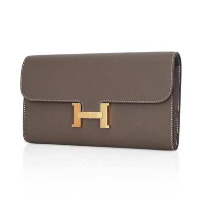 Constance Long To Go Wallet Etoupe Epsom with Gold Hardware