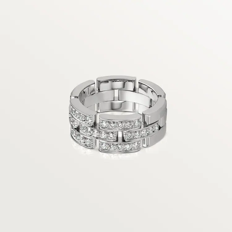 MAILLON PANTHÈRE RING, 3 HALF DIAMOND-PAVED ROWS