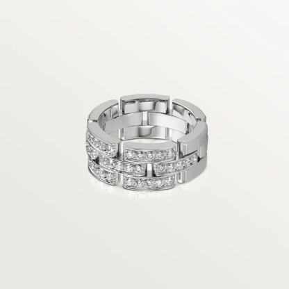 MAILLON PANTHÈRE RING, 3 HALF DIAMOND-PAVED ROWS