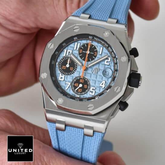 Athtudemars Pthtiguet 26238ST Blue Dial Replica 2 Athtudemars Pthtiguet 26238ST Replica Blue Rubber bracelet
