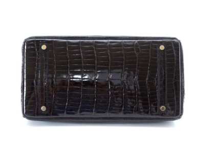 Birkin 35 Black Porosus Crocodile with Gold Hardware