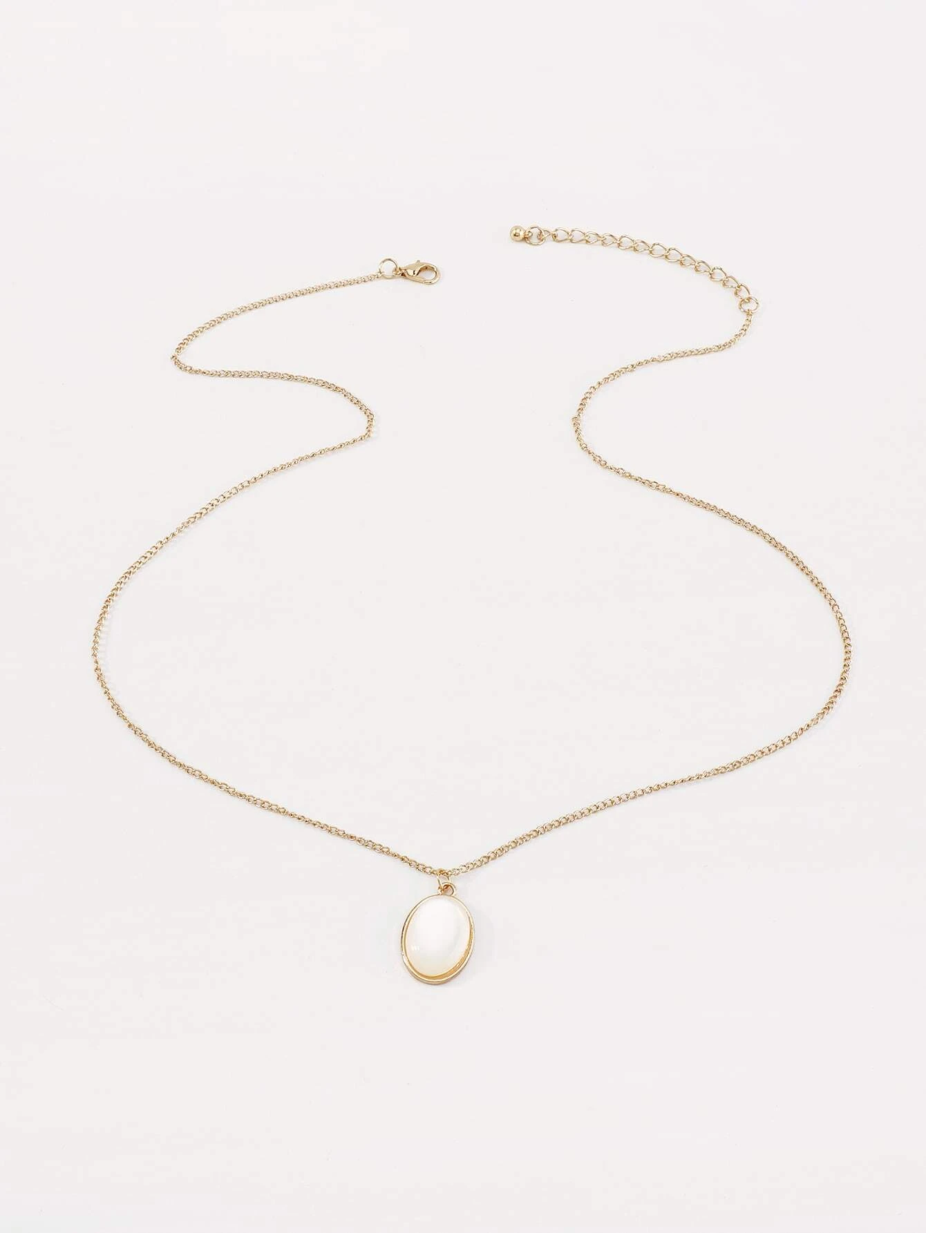 Oval Gemstone Pendant Necklace