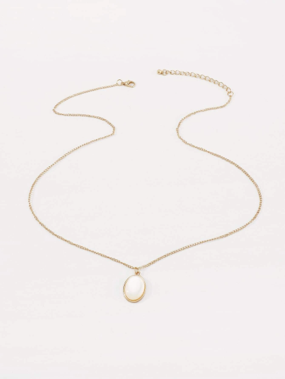 Oval Gemstone Pendant Necklace