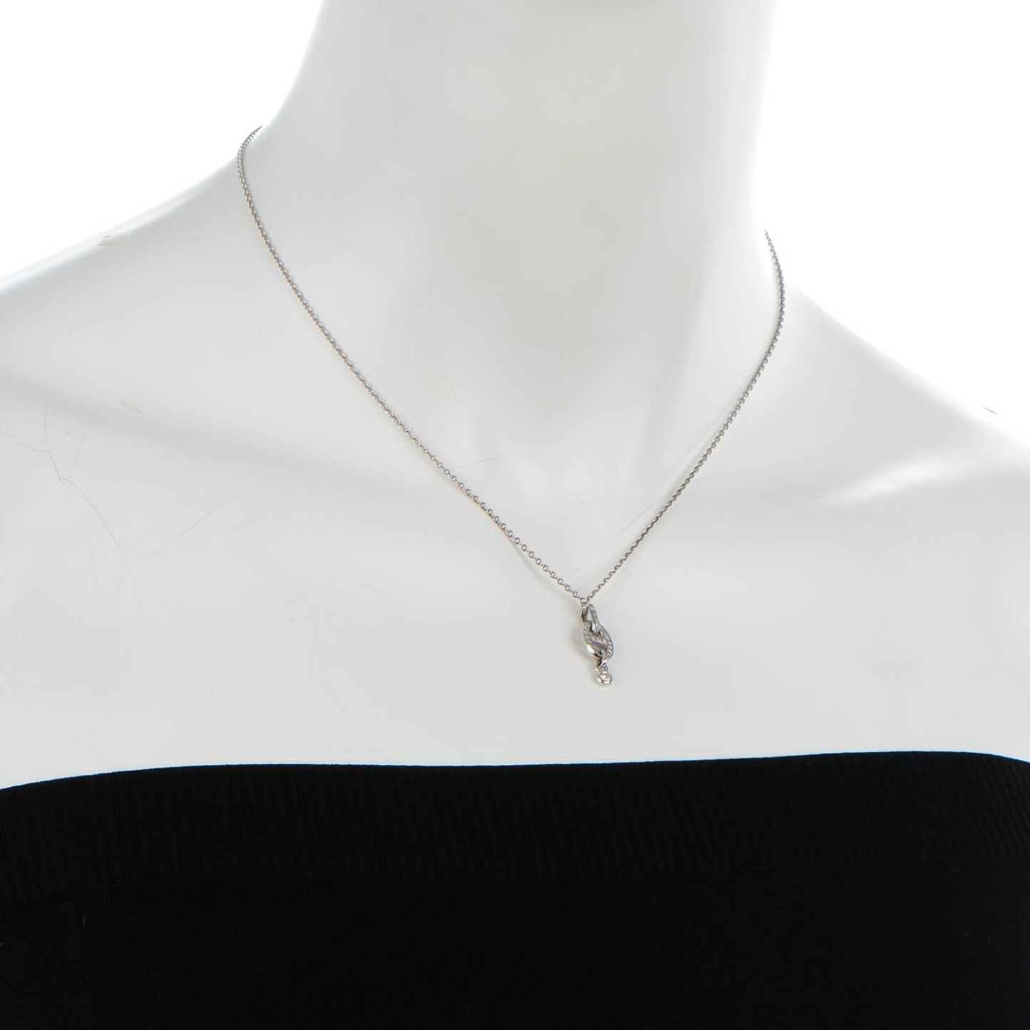 18K White Gold Diamond PM Chaine d'Ancre Enchainee Necklace