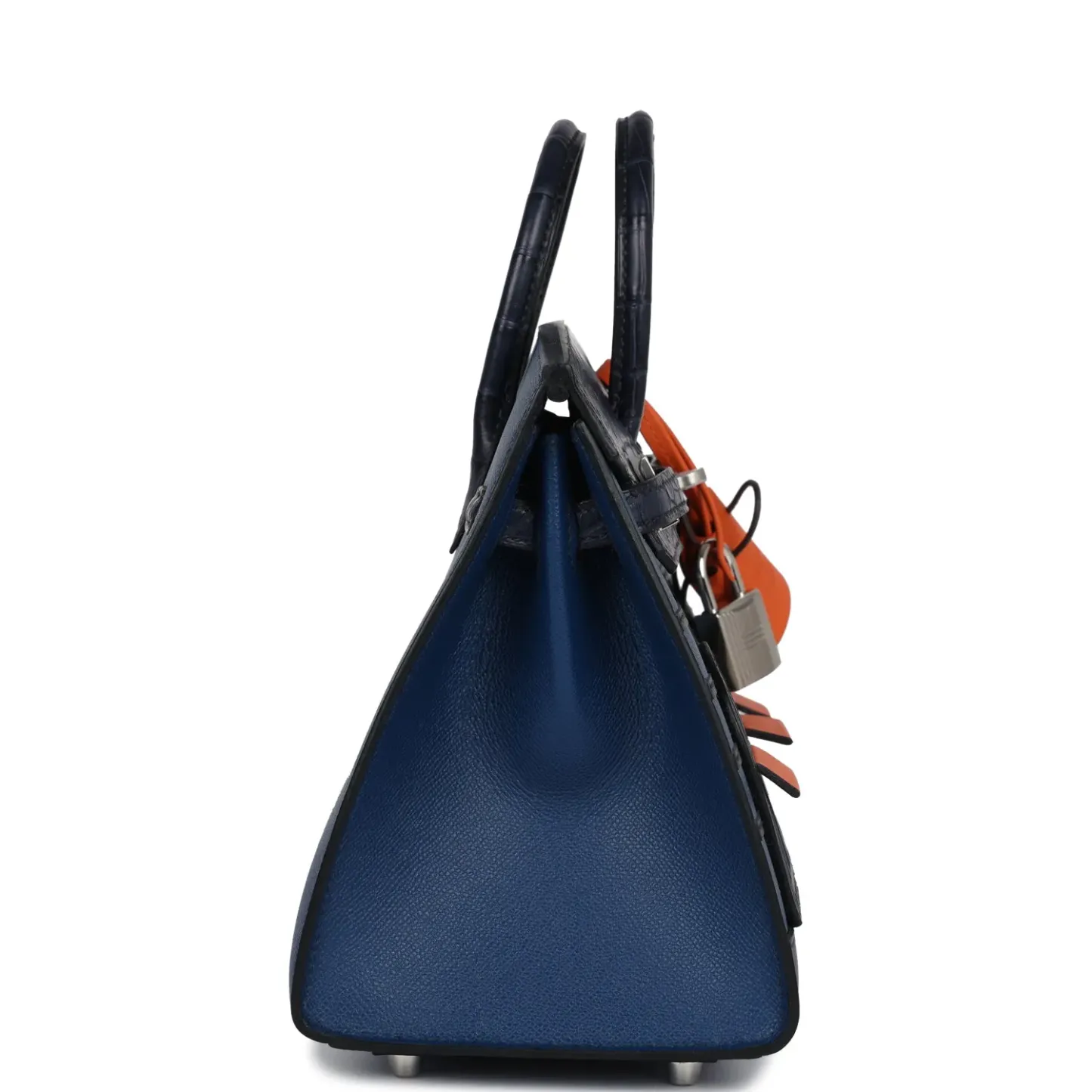 Hermes Night Sac Faubourg Birkin 20 Bleu Marine Matte Alligator Pallad